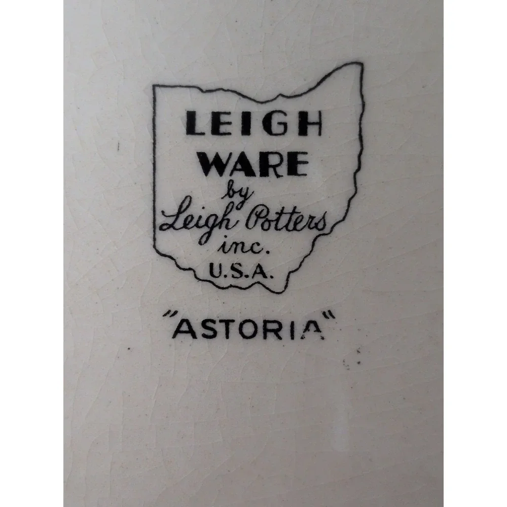 Leigh Potters Astoria Serving Platter Cream Silver Art Deco 12.5" Good Vintage - Picture 5 of 6